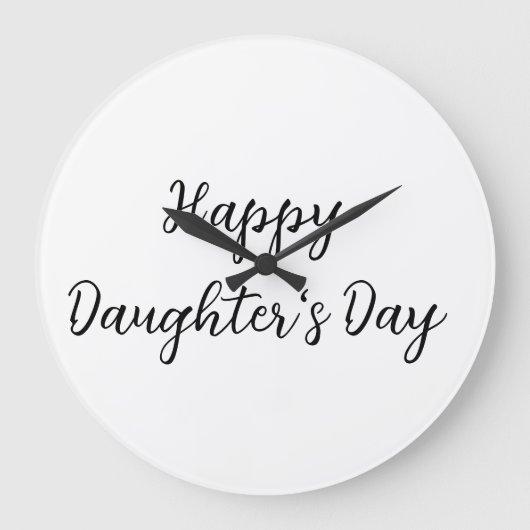 幸せな娘の日si.ple名前ミニマル文字tを追加 ラージ壁時計 (正面)