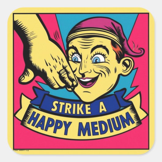 幸せな媒体を打つ スクエアシール (正面)