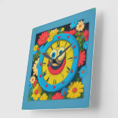 幸せな子ども スクエア壁時計 (傾斜)