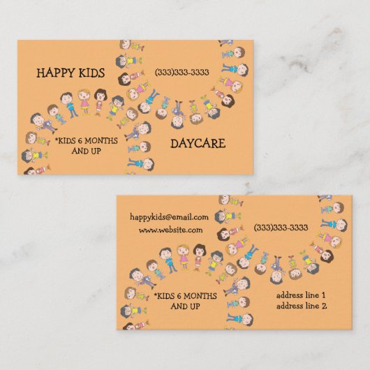 幸せな子ど遊もたちのかわいいデイケアサービス 名刺 (正面/裏面)