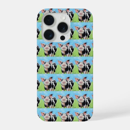 幸せな子ぶたの絵 iPhoneケース (裏面)