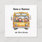 幸せな子供たちがいるスクールバス スクエア名刺 (正面)