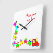 幸せな子供の列車 スクエア壁時計 (傾斜)