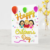 幸せな子供の日の挨拶状 カード (黄色い花)