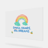 幸せな子供の日スモールハンズ、大きな夢 アクリルサイン (傾斜)