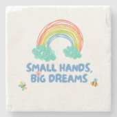 幸せな子供の日スモールハンズ、大きな夢 ストーンコースター (正面)