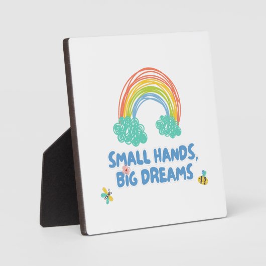 幸せな子供の日スモールハンズ、大きな夢 フォトプラーク (正面)