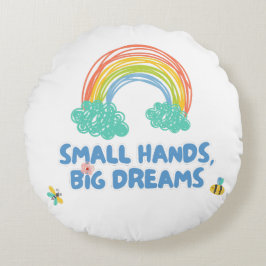 幸せな子供の日スモールハンズ、大きな夢 ラウンドクッション