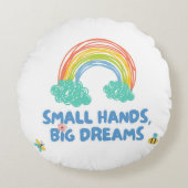 幸せな子供の日スモールハンズ、大きな夢 ラウンドクッション (正面)