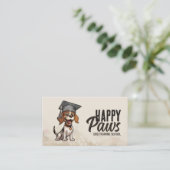 幸せな子犬の学生 – 犬のトレーニング 名刺 (スタンド正面)