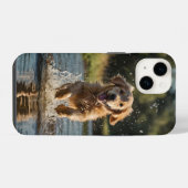 幸せな子犬の水遊び iPhoneケース (裏面横)