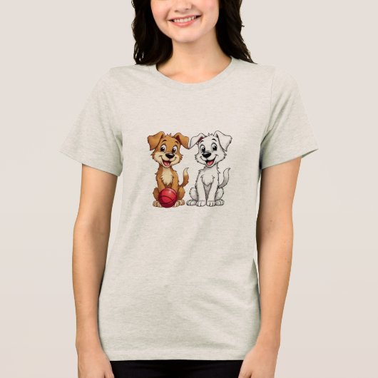 幸せな子犬 トライブレンドＴシャツ (正面)