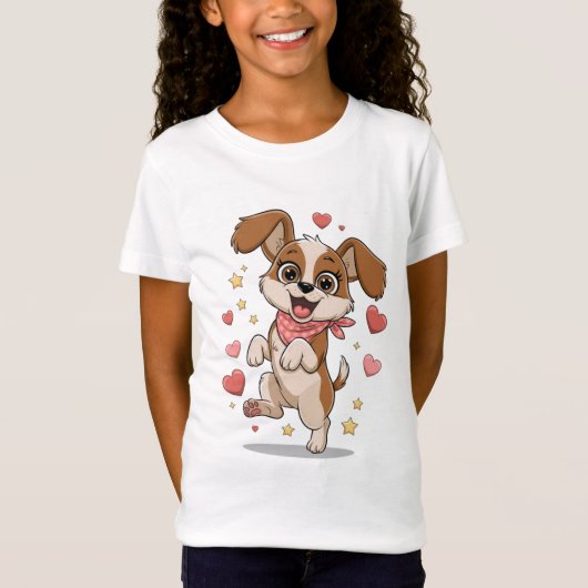 幸せな子犬 Tシャツ (正面)