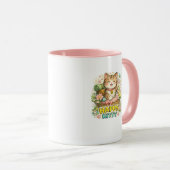 幸せな子猫のかわいい花柄コーヒーマグ マグカップ (正面右)