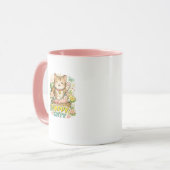 幸せな子猫のかわいい花柄コーヒーマグ マグカップ (正面左)