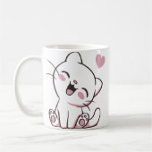 幸せな子猫マグカップ – 愛と笑うかわいい猫 コーヒーマグカップ (左)