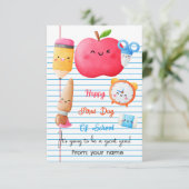 幸せな学校初日のラベル サンキューカード (スタンド正面)