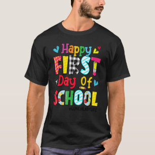 幸せな学校給食の女性の生活の戻る Tシャツ