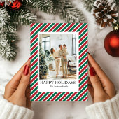 幸せな家族のホリデー フォト カード 赤 モダン シンプル