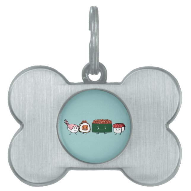 幸せな寿司の兄弟の米の日本のなエビのサケ ペットネームタグ (正面)