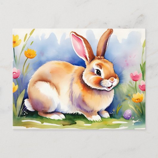 幸せな小さなウサギ2、イースター ポストカード (正面)