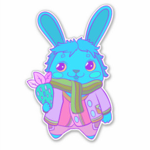 幸せな小さなウサギ シール