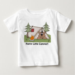 幸せな小さなキャンパーベビーtシャツ ベビーTシャツ
