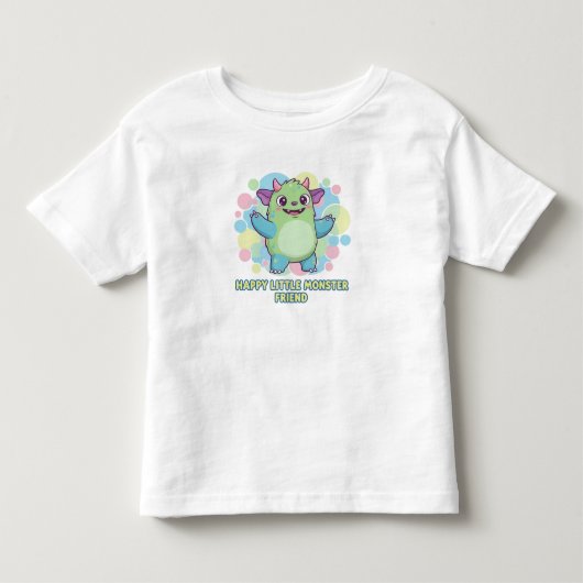 幸せな小さなモンスターの友達 トドラーTシャツ (正面)