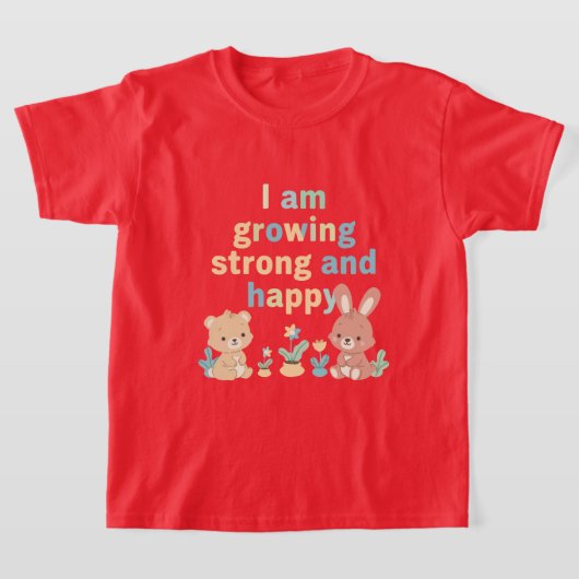 幸せな小さな学習者 ポジティブな成長のメッセージ Tシャツ (レイダウン)