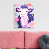 幸せな小さな牛 キャンバスプリント (インサイチュ (リビング))