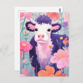 幸せな小さな牛 ポストカード (正面/裏面)