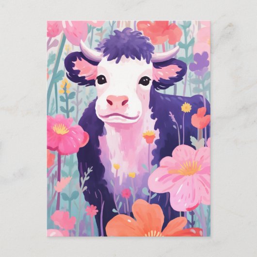 幸せな小さな牛 ポストカード (正面)