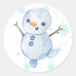 幸せな小さな雪だるまステッカー ラウンドシール