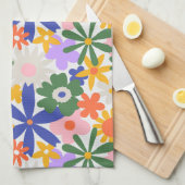 幸せな巨大な原色の花の爆発 キッチンタオル (四つ折り)
