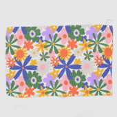 幸せな巨大な原色の花の爆発 ゴルフタオル (横)