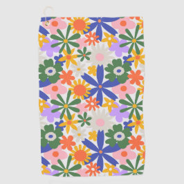 幸せな巨大な原色の花の爆発 ゴルフタオル