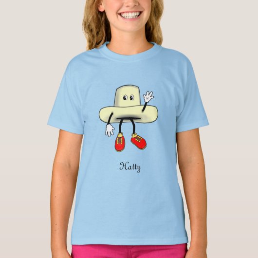 幸せな帽子のキャラクター Tシャツ (正面)