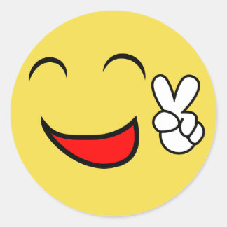 幸せな平和顔 ラウンドシール