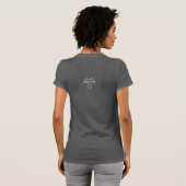 幸せな幽霊とボサボサ猫の女性用グレーTシャツ Tシャツ (裏面フル)