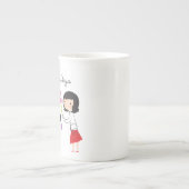 幸せな幾日の(ココヤシ及び私達)骨灰磁器のマグ ボーンチャイナマグカップ (正面)