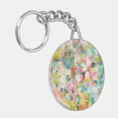 幸せな庭|の柔らかいパステル調の花びら キーホルダー (正面左)
