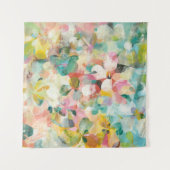 幸せな庭|の柔らかいパステル調の花びら タペストリー (正面(横))