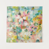 幸せな庭|の柔らかいパステル調の花びら タペストリー (正面)
