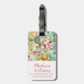 幸せな庭|の柔らかいパステル調の花びら ラゲッジタグ (裏面縦)