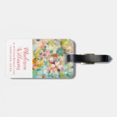 幸せな庭|の柔らかいパステル調の花びら ラゲッジタグ (裏面横)