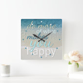 幸せな引用文 スクエア壁時計 (ホーム)