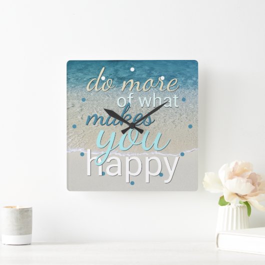 幸せな引用文 スクエア壁時計 (ホーム)