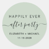 幸せな後ずっとパーティーウェディングレセプションセージ ラウンドシール (正面)