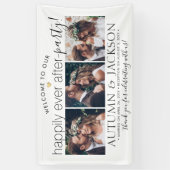 幸せな後にパーティー3写真ウェディングレセプション 横断幕 (縦)