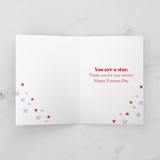 幸せな復員軍人の日のケシの花の愛国心が強い星 カード (内部)